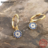 925 Sterling Silver Evil Eye Hoop Earrings with Crystal