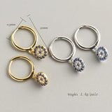 925 Sterling Silver Evil Eye Hoop Earrings with Crystal
