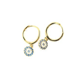 925 Sterling Silver Evil Eye Hoop Earrings with Crystal