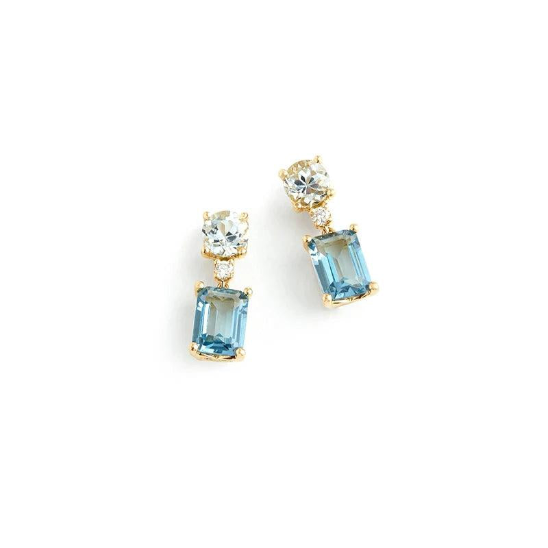 925 Silver WhiteSea Zircon Stud Earrings Wedding Jewelry