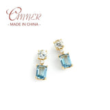 925 Silver WhiteSea Zircon Stud Earrings Wedding Jewelry