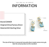 925 Silver WhiteSea Zircon Stud Earrings Wedding Jewelry