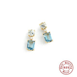 925 Silver WhiteSea Zircon Stud Earrings Wedding Jewelry