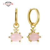 925 Silver Rose Quartz Pendant Earrings for Women