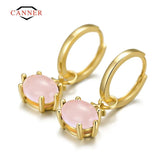 925 Silver Rose Quartz Pendant Earrings for Women