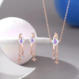 925 Silver Zircon Stars Drop Earrings Rose Plating