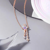 925 Silver Zircon Stars Drop Earrings Rose Plating