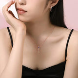 925 Silver Zircon Stars Drop Earrings Rose Plating