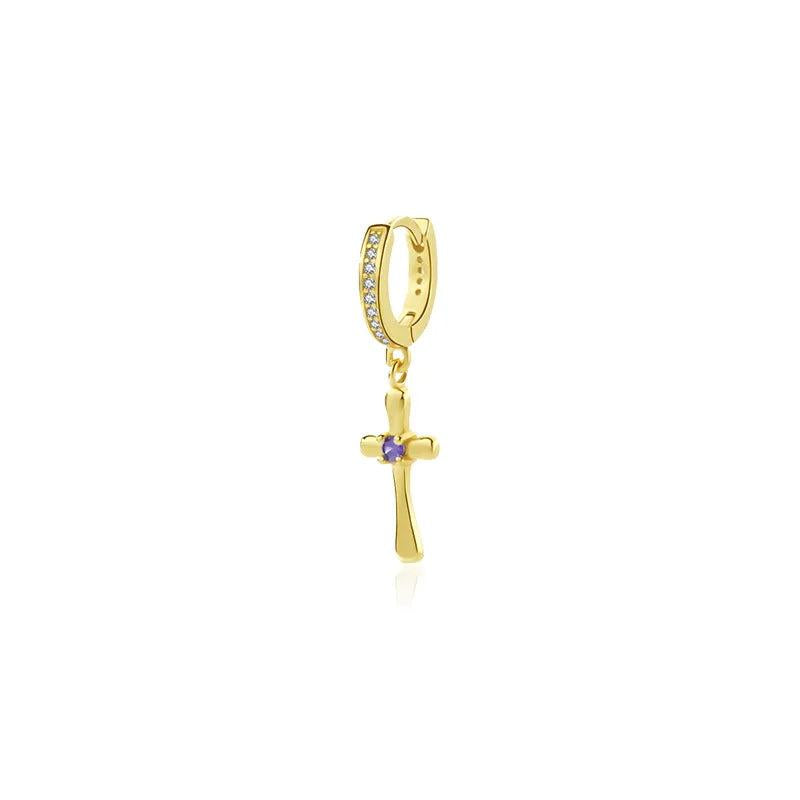 925 Silver Cross Drop Earrings Bat Chain Stud Clip Catilage Jewelry