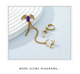 925 Silver Cross Drop Earrings Bat Chain Stud Clip Catilage Jewelry