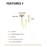 925 Silver Cross Drop Earrings Bat Chain Stud Clip Catilage Jewelry
