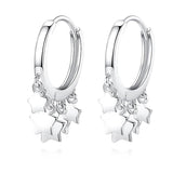 925 Silver Star Tassel Charm Hoop Earring Wedding Jewelry Gift