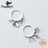 925 Silver Star Tassel Charm Hoop Earring Wedding Jewelry Gift