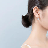 925 Silver Star Tassel Charm Hoop Earring Wedding Jewelry Gift