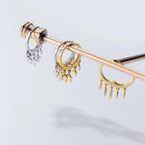 925 Silver Star Tassel Charm Hoop Earring Wedding Jewelry Gift