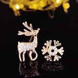 Elk Snowflakes 925 Silver Earrings Christmas Party E6616S