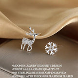 Elk Snowflakes 925 Silver Earrings Christmas Party E6616S