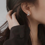 Elk Snowflakes 925 Silver Earrings Christmas Party E6616S