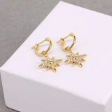 925 Silver Star Pendant Dangle Earrings Zircons Circle Jewelry