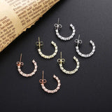 925 Sterling Silver Water Drop Earrings Zircon Arc Wedding Jewelry