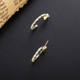 925 Sterling Silver Water Drop Earrings Zircon Arc Wedding Jewelry