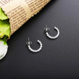 925 Sterling Silver Water Drop Earrings Zircon Arc Wedding Jewelry