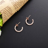925 Sterling Silver Water Drop Earrings Zircon Arc Wedding Jewelry