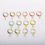 925 Silver Enamel Hoop Earrings Crystal Pendant Pop Party Jewelry