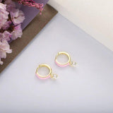 925 Silver Enamel Hoop Earrings Crystal Pendant Pop Party Jewelry