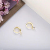 925 Silver Enamel Hoop Earrings Crystal Pendant Pop Party Jewelry