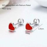 925 Silver Tiny Peach Heart Stud Earrings for Kids