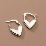 925 Silver Heart-Shaped Buckle Hoop Earrings for Women