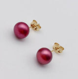 Gray Purple Pearl Stud Earrings S925 Sterling Silver Jewelry