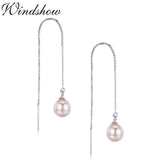 925 Silver Pink Shell Pearl Ball Drop Earrings