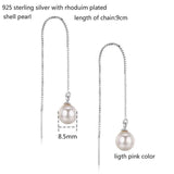 925 Silver Pink Shell Pearl Ball Drop Earrings