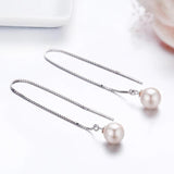 925 Silver Pink Shell Pearl Ball Drop Earrings