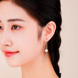 925 Silver Pink Shell Pearl Ball Drop Earrings