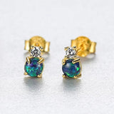 925 Silver Fire Opal Stud Earrings Classic Party Jewelry