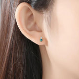 925 Silver Fire Opal Stud Earrings Classic Party Jewelry
