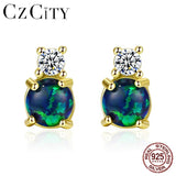 925 Silver Fire Opal Stud Earrings Classic Party Jewelry