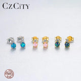 925 Silver Fire Opal Stud Earrings Classic Party Jewelry