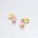 925 Silver Fire Opal Stud Earrings Classic Party Jewelry
