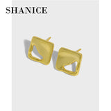 Geometric Hollow Square S925 Sterling Silver Stud Earrings