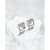 Geometric Hollow Square S925 Sterling Silver Stud Earrings