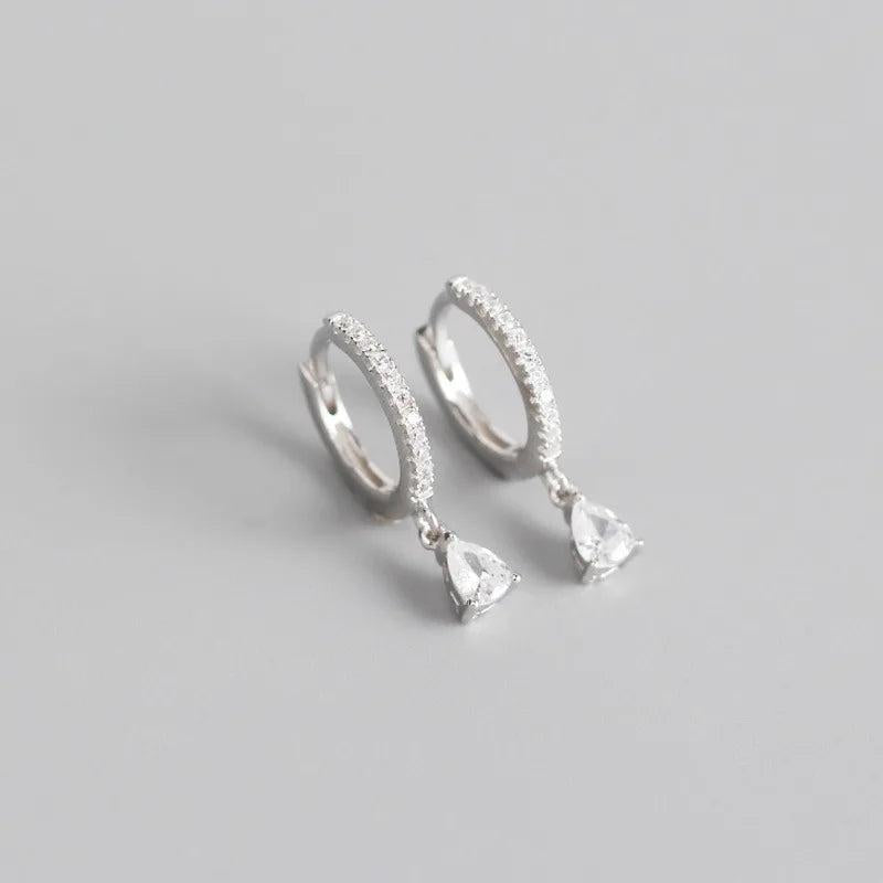 925 Silver Hoop Earrings INS Zircon Pendant Circle Earring