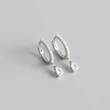 925 Silver Hoop Earrings INS Zircon Pendant Circle Earring