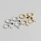 925 Silver Hoop Earrings INS Zircon Pendant Circle Earring