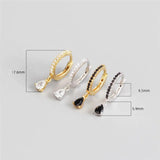 925 Silver Hoop Earrings INS Zircon Pendant Circle Earring