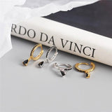 925 Silver Hoop Earrings INS Zircon Pendant Circle Earring