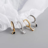 925 Silver Hoop Earrings INS Zircon Pendant Circle Earring